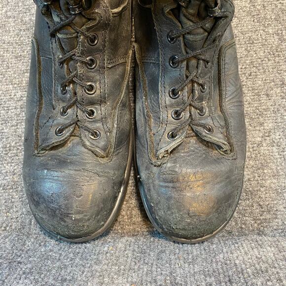 Black Leather Navy Flight Deck Combat Military Boots Mens 9.5 Vibram USA Issued main image 4